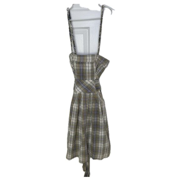 Free People Boho Plaid Dress with Spaghetti Straps & Waist Tie Cottagecore 4 S - Picture 3 of 7